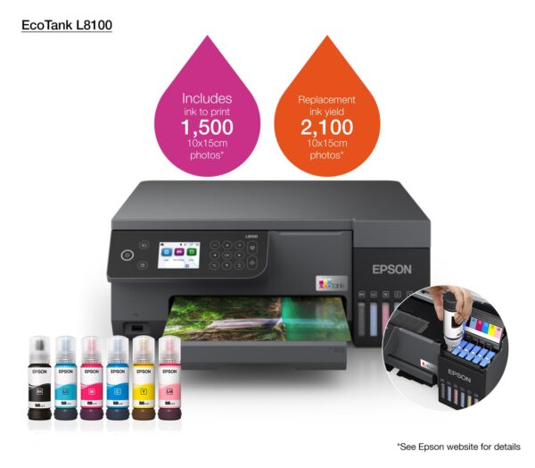 Epson L8100 InkTank Printer – Print, Copy, Scan, Wi-Fi, Borderless A4 - Image 2